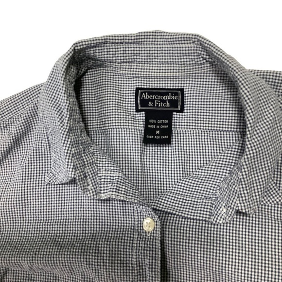 Abercrombie and Fitch Button Down Shirt Sz Medium Blue Plaid - Picture 3 of 6